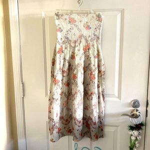 SMOCKED FLORAL LINED SKIRT BY LAPIS